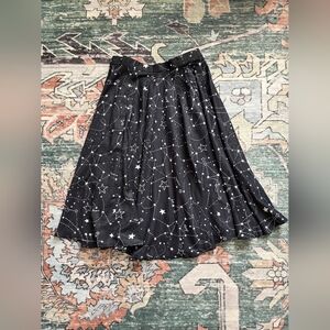 Women's Black Circle Skirt with White Star Constellation Print